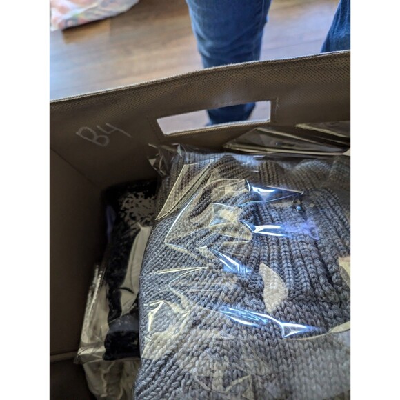 Coldwater Creek Wool Blend Full Zip Short Sleeve Gray Chunky Long Sweater M - Picture 10 of 10